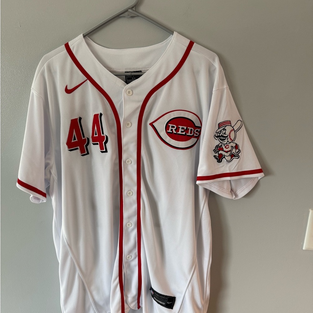 Nike White and Red Cincinnati Reds #44 Baseball Jersey